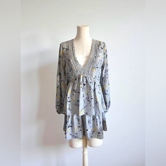 NWOT | Re-named | Boho Floral Tiered Mini Dress | Sz S - Picture 1 of 9